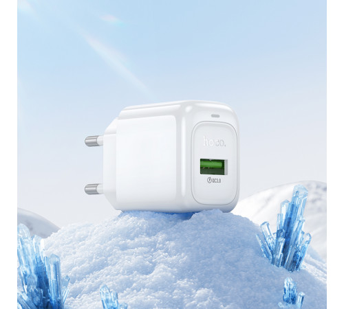 Мережевий зарядний пристрій з кабелем HOCO CS52A 18W Surplus single-port QC3.0 charger set(Type-C) White (6942007631471)