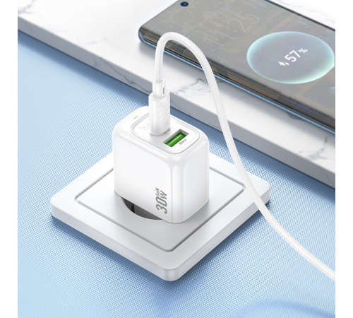 Мережевий зарядний пристрій HOCO CS55A Surplus PD30W+QC3.0 charger White (6942007631549)