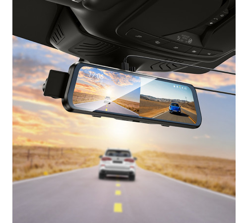 Відеореєстратор HOCO DV16 9.66-inch streaming media driving recorder(dual-channel with rear camera) Black (6942007664219)