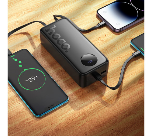 Зовнішній акумулятор HOCO J132B Sabio 22.5W+PD20W fully compatible power bank with 3 cables(30000mAh) Black (6942007632614)