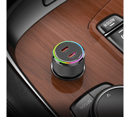 Автомобільний зарядний пристрій HOCO NZ14B Guerrero PD50W(2C) car charger Black (6942007620468)