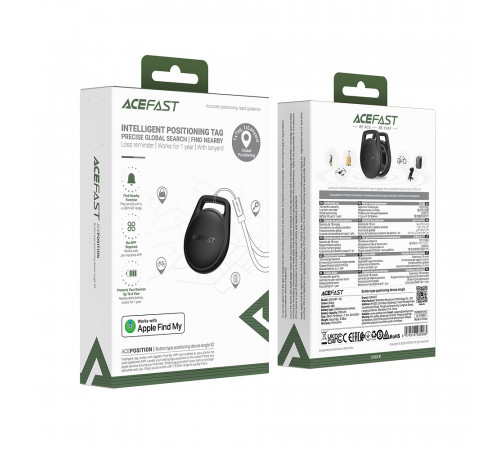 Трекер ACEFAST S2 button type positioning device single Black (6974316285083)
