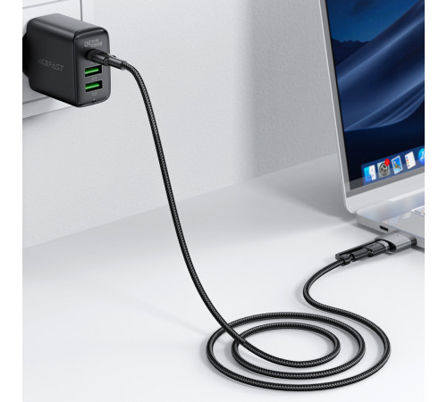 Кабель ACEFAST C22-05 USB-C to USB-C / magnetic aluminum alloy charging data cable Black (6974316285151)