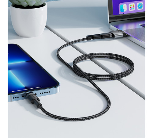 Кабель ACEFAST C22-05 USB-C to USB-C / magnetic aluminum alloy charging data cable Black (6974316285151)