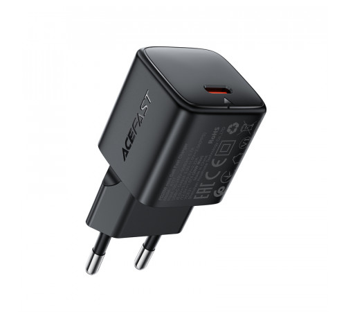 Мережевий зарядний пристрій ACEFAST A117 PD20W mini GaN USB-C fast charger Black (6974316284987)