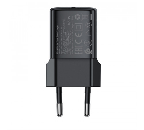 Мережевий зарядний пристрій ACEFAST A117 PD20W mini GaN USB-C fast charger Black (6974316284987)