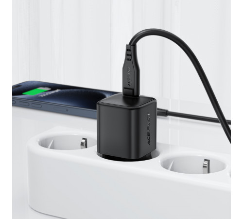 Мережевий зарядний пристрій ACEFAST A117 PD20W mini GaN USB-C fast charger Black (6974316284987)