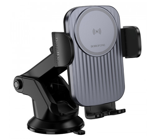 Автотримач для телефона з БЗП BOROFONE BH222 Leading push-type wireless fast charging car holder(center console) Black (6941991119019)