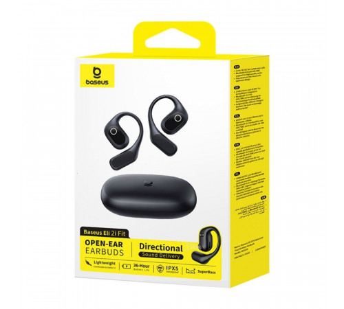 Бездротові навушники TWS Baseus Eli 2i Fit Open-Ear,ENC, IPX5, Cosmic Black (A0102604)