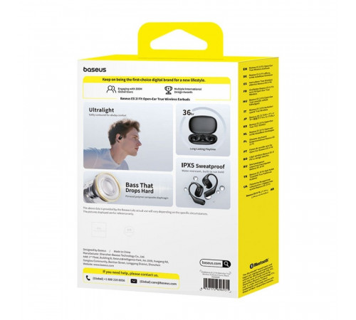 Бездротові навушники TWS Baseus Eli 2i Fit Open-Ear,ENC, IPX5, Cosmic Black (A0102604)