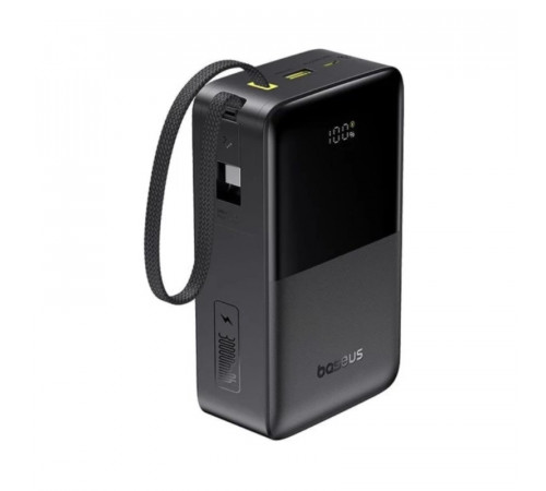 Зовнішній акумулятор Baseus EnerFill FC51 Bipow 2 Pro Digital Display Power Bank with Built-in Cable 30000mAh 22.5W Cosmic Black (E0028100)