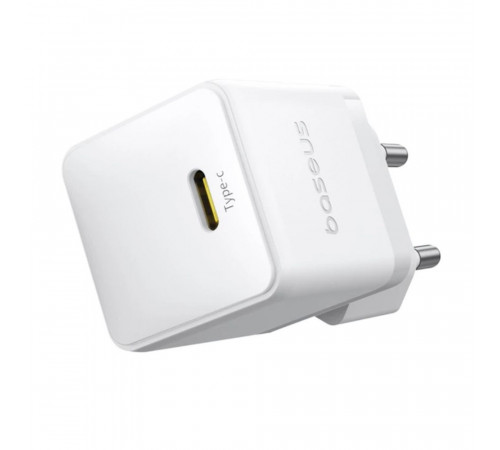 Мережевий зарядний пристрій з кабелем Baseus Palm Fast Charger 1C 20W EU Moon White set USB-C to iP 20W 1m (E0116400)