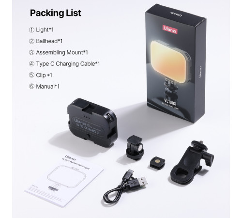 Ulanzi VL100X Selfie Light, Clip LED Light (3356)