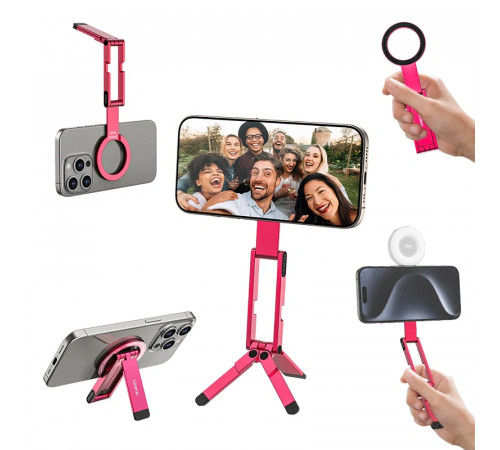 Тримач телефона Ulanzi MA60 Foldable Magnetic Phone Tripod (Pink) (S039)