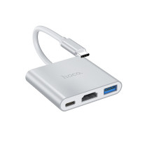 USB-хаб HOCO HB14 Easy use Type-C adapter(Type-C to USB3.0+HDMI+PD) Silver (6931474725790)