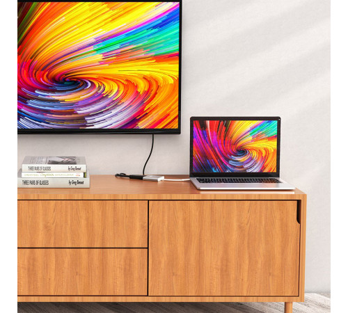 USB-хаб HOCO HB14 Easy use Type-C adapter(Type-C to USB3.0+HDMI+PD) Silver (6931474725790)