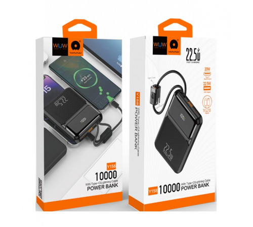 Зовнішній акумулятор WUW Y158 （PD22.5W quick charge) 10000mAh Black (Y158)