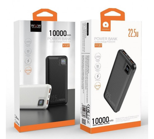 Зовнішній акумулятор WUW Y137 （PD22.5W quick charge) 10000mAh Black (Y137)