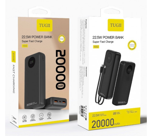 Зовнішній акумулятор WUW Y202 （PD22.5W quick charge) 20000mAh Black (Y202)