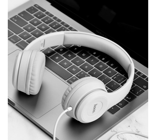 Навушники дротові HOCO W21 Graceful charm wire control headphones (3.5mm) Gray (6931474708298)