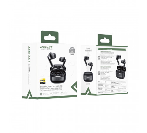 Бездротові навушники TWS ACEFAST W5 Hybrid ANC, IPX4, Black (6974316285373)