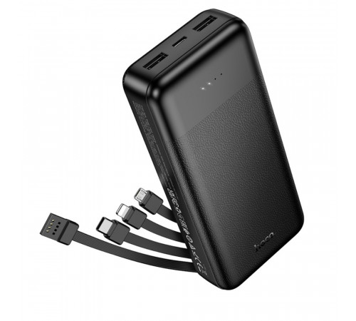 Зовнішній акумулятор HOCO J163A Wonderful power bank with 4 cables(20000mAh) Black (6942007664592)
