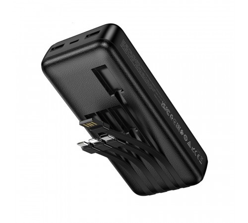 Зовнішній акумулятор HOCO J163A Wonderful power bank with 4 cables(20000mAh) Black (6942007664592)