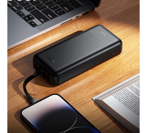 Зовнішній акумулятор HOCO J163A Wonderful power bank with 4 cables(20000mAh) Black (6942007664592)