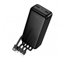 Зовнішній акумулятор HOCO J163B Wonderful power bank with 4 cables(30000mAh) Black (6942007664615)