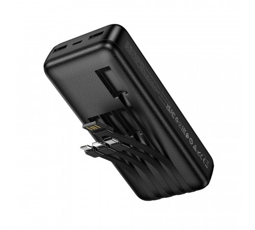 Зовнішній акумулятор HOCO J163B Wonderful power bank with 4 cables(30000mAh) Black (6942007664615)