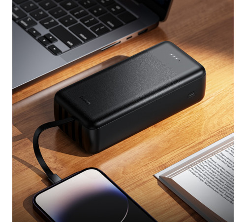 Зовнішній акумулятор HOCO J163B Wonderful power bank with 4 cables(30000mAh) Black (6942007664615)