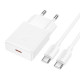 Мережевий зарядний пристрій з кабелем HOCO N72 Speed single-port PD20W ultra-thin charger set(C to C)(EU) (6942007661140)