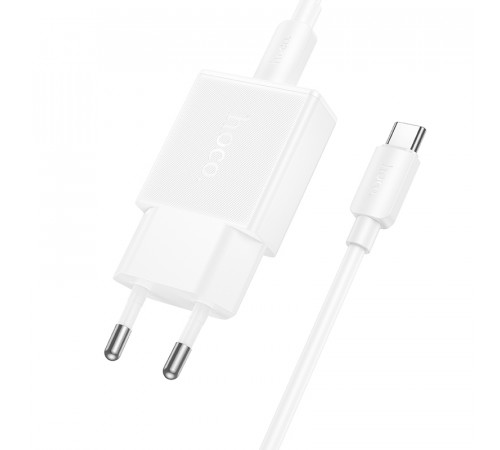 Мережевий зарядний пристрій з кабелем HOCO N72 Speed single-port PD20W ultra-thin charger set(C to C)(EU) (6942007661140)