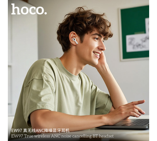 Бездротові навушники HOCO EW97 True wireless ANC noise reduction BT headset White (6942007673976)