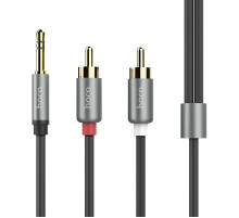 Аудіокабель HOCO UPA10 3.5mm male to double lotus RCA, TPE, 1.5m, Metal Gray (6957531078142)