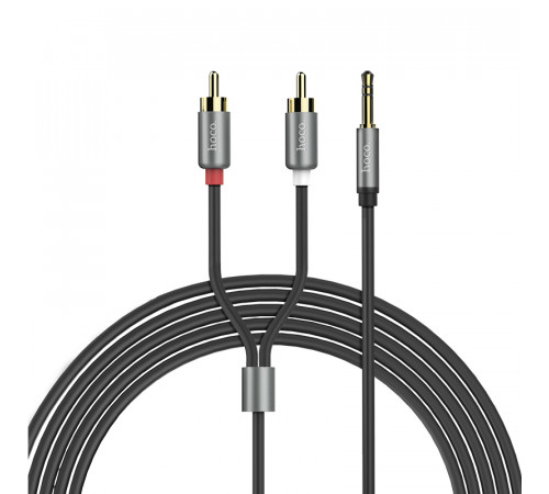 Аудіокабель HOCO UPA10 3.5mm male to double lotus RCA, TPE, 1.5m, Metal Gray (6957531078142)