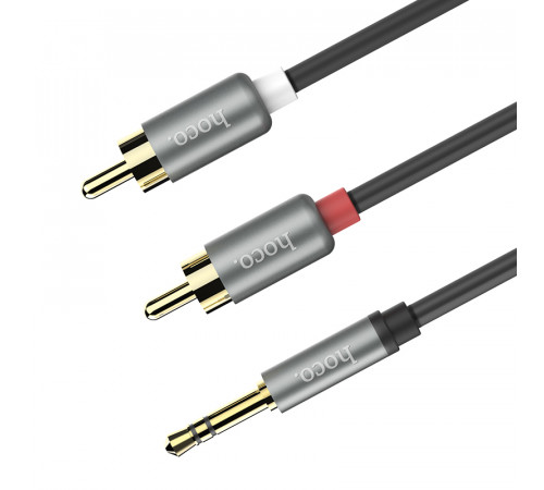 Аудіокабель HOCO UPA10 3.5mm male to double lotus RCA, TPE, 1.5m, Metal Gray (6957531078142)