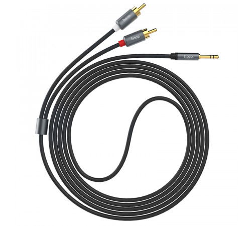 Аудіокабель HOCO UPA10 3.5mm male to double lotus RCA, TPE, 1.5m, Metal Gray (6957531078142)