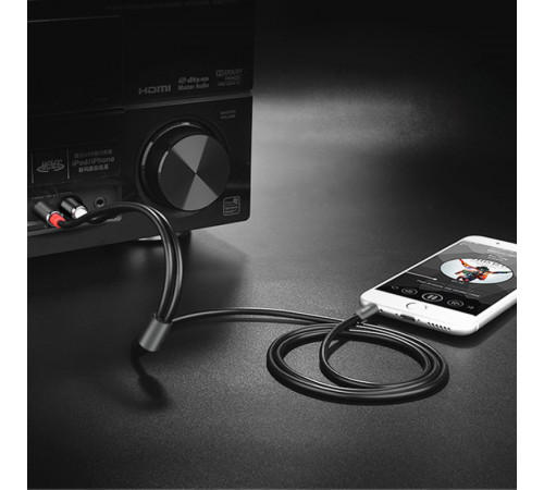 Аудіокабель HOCO UPA10 3.5mm male to double lotus RCA, TPE, 1.5m, Metal Gray (6957531078142)