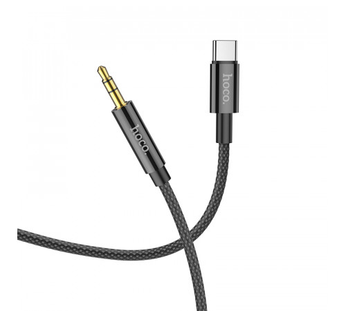 Аудіокабель HOCO UPA19 Type-C  to 3.5mm male, nylon braid, 1m, Black (6931474759948)
