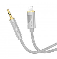 Аудіокабель HOCO UPA30 iP to 3.5mm male, nylon braid, 1m, Gray (6942007625517)