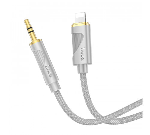 Аудіокабель HOCO UPA30 iP to 3.5mm male, nylon braid, 1m, Gray (6942007625517)
