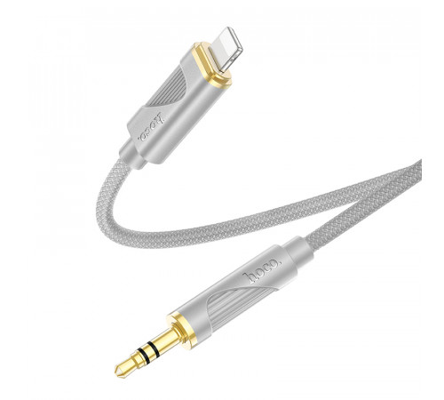 Аудіокабель HOCO UPA30 iP to 3.5mm male, nylon braid, 1m, Gray (6942007625517)