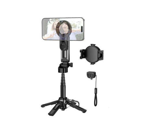 Селфі-монопод HOCO K27 Pro Magic mini live broadcast stand(pull clip+magnetic focusing version) Black (6942007668743)
