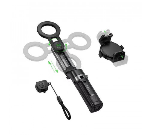 Селфі-монопод HOCO K27 Pro Magic mini live broadcast stand(pull clip+magnetic focusing version) Black (6942007668743)