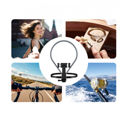 Кріплення для телефона на шию HOCO K30 Campo neck-hanging holder Black Gray (6942007664639)