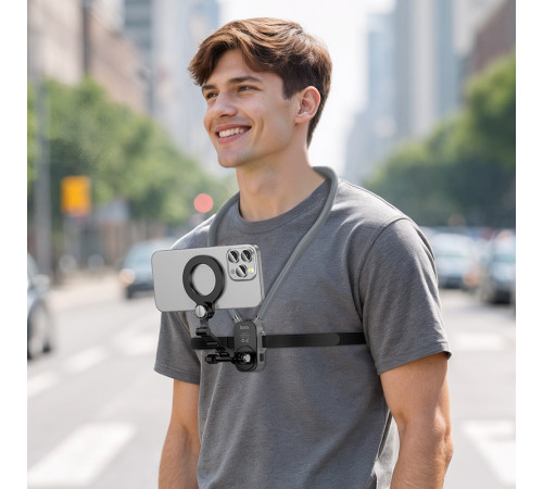 Кріплення для телефона на шию HOCO K31 Campo magnetic neck-hanging holder Black Gray (6942007664646)