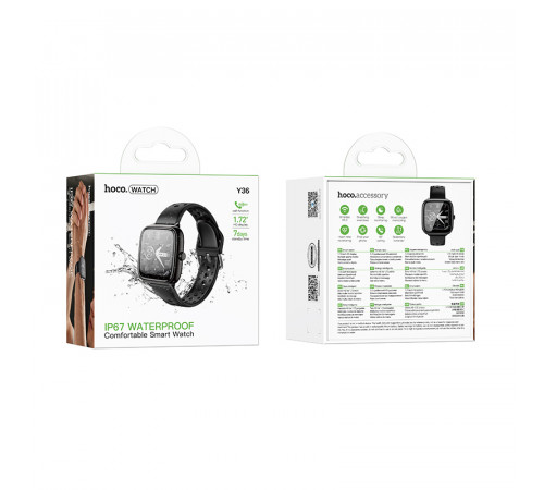 Смарт-годинник HOCO Y36 43mm. 200 mAh. IP67 Smart watch(call version) Black (6942007667586)