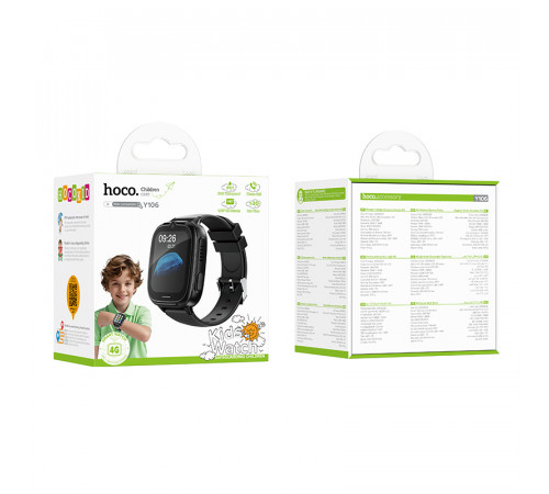 Дитячий смарт-годинник HOCO Y106 4G 46mm. 730 mAh children phone watch Black (6942007658690)