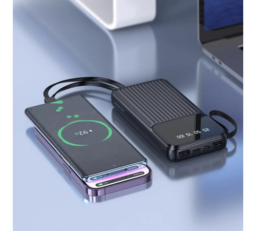 Зовнішній акумулятор BOROFONE BJ76 Smart power bank with 4 cables(10000mAh) Black (6941991120046)